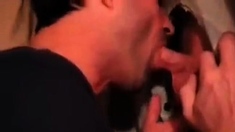 Hot sucking action at the homemade glory hole 19