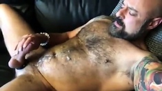 Hairy Muscle Daddy Jerks Off and Cums for Me