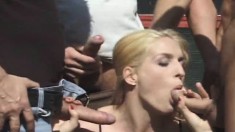 Insatiable blonde slut can't get enough hard dicks pounding her holes
