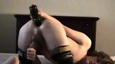 Me fucking a bottle and cumming