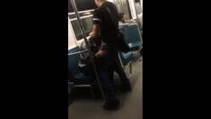 Asian twink get's BJ from older man in a subway