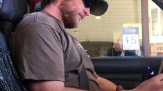 Horny Guy Bustin A Nut at the Bank ( Hands free Public Cum )