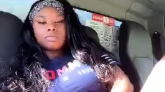 Crazy Ebony Periscope playing with her Pussy in Car