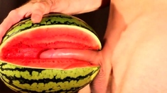 water melon cum - fucking a melon and cumming